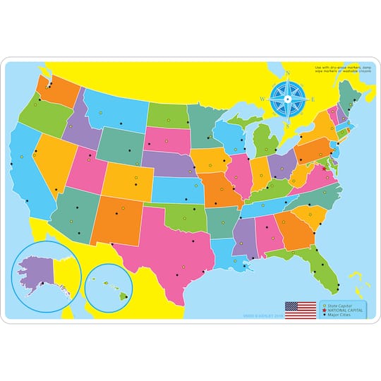 Ashley Productions Smart Poly™ U.S. Basic Map Learning Mats, 10ct.